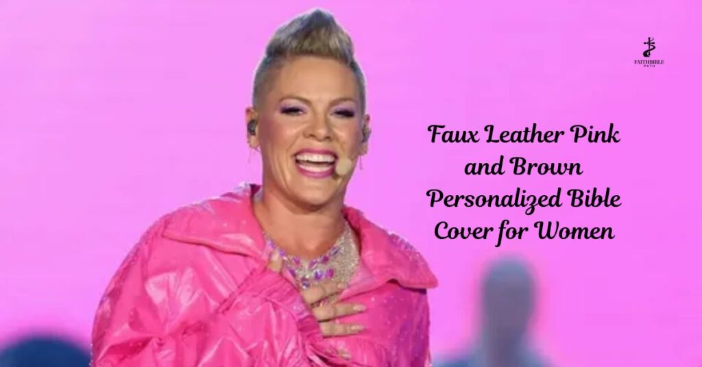 Faux Leather Pink and Brown Personalized Bible Cover for Women